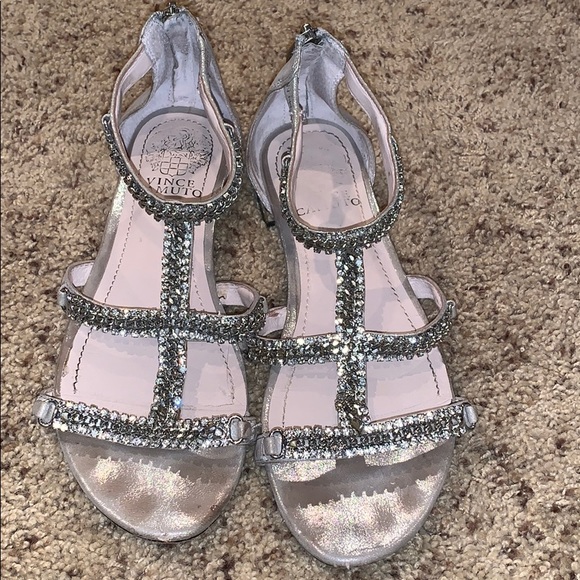 Vince Camuto Shoes - Vince Camuto Silver zip up sandals/Size 6